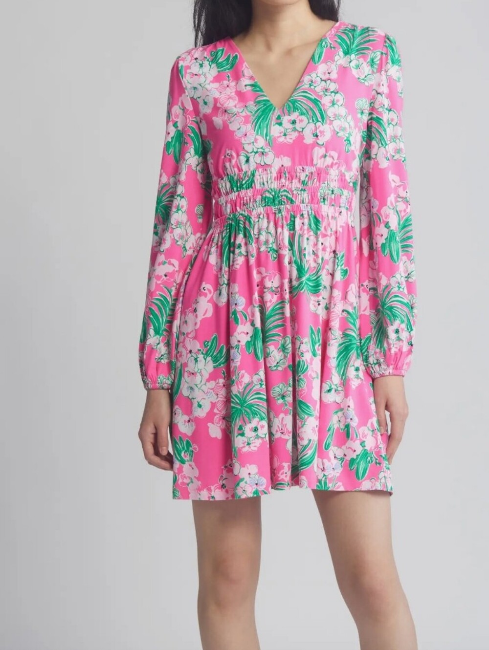 Calla Long Sleeve Shirred Waist Dress